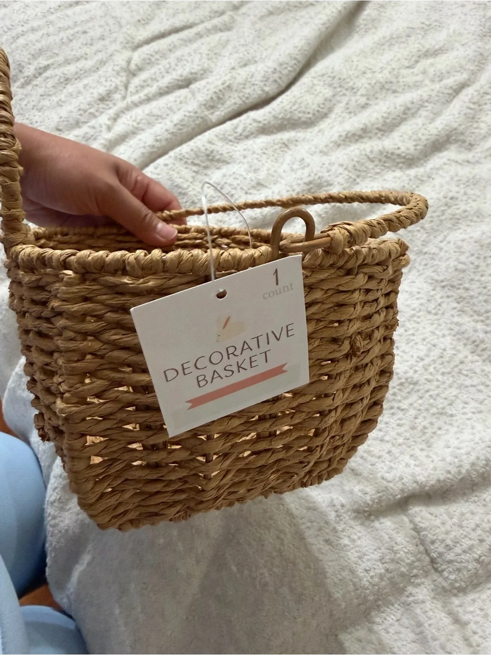 Target bunny brown woven decorative Straw Basket Tote Natural Brown